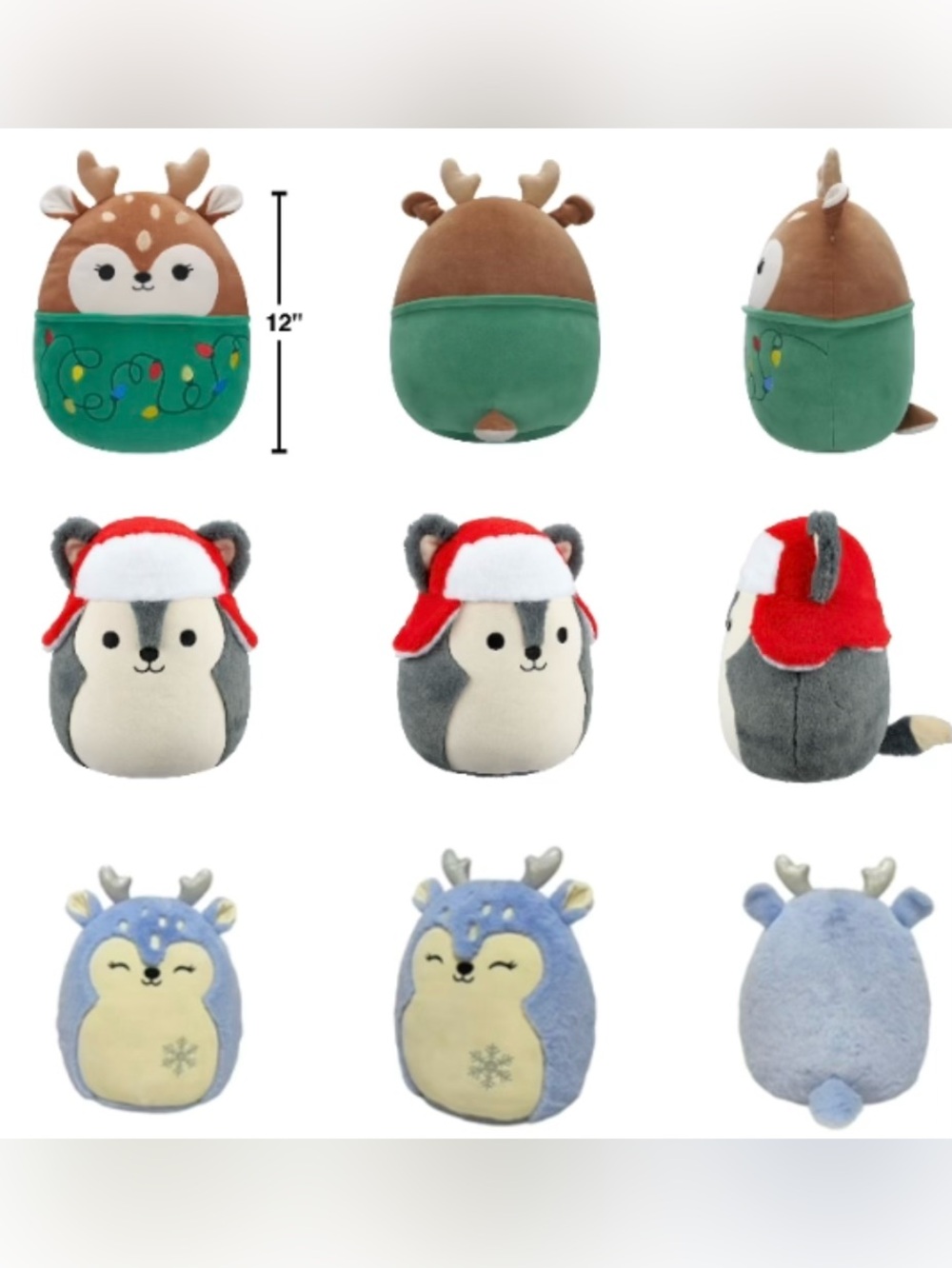 BRAND NEW girl youth squishmallows 12inch christmas deer fawn husky stuffed toy